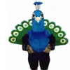 Hoge kwaliteit Blauwe pauw Mascot Kostuum Halloween Kerst Fancy Party Stripfiguur Outfit Pak Volwassen Vrouwen Mannen Jurk Carni254F