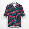 Chemises décontractées pour hommes chemise cerise mignonne printemps imprimé fruits rouges homme mode Blouses à manches longues personnalisé esthétique hauts grande taille 3XL 4XL