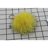 18 cm Big Fluffy Bugs Keychains with Feather Real Fox Fur Ball Key Chain Bag Charm Monster Pompom Yellow2529