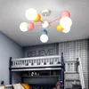 Lampade a sospensione Lampadario colorato per bambini nordici nella camera da letto Camera per bambina LED Luce interna per bambini 3 temperature di colore