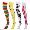 Женские носки для взрослых девушек Хэллоуин чулки черная белая полоса клоун печатная носка для карнавальных костюмов косплей аксессуары