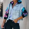 Women's Jackets Jeans Fringe Blue Short Denim Jacket With Hood Ripped Tie Die Gradient Coat Outer Korea Cotton Fall 2023 Womens Fashion