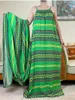 Ropa étnica llegadas vestido sin mangas de verano de algodón para mujer con bufanda extendida de una pieza African Dashiki Maxi Lady Robe Vestidos sueltos
