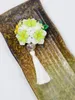 Örhängen japansk orkidé Hårnål Hårnål Huvudbonad Klassiska tillbehör Dekorativ passform för kvinnor Kimono Hanfu Handgjord grön