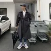 Trenchcoats för män Gmiixder Kpop Windbreaker Koreansk Trend Medellängd Stilig över knärock Brittisk höst Vinterpar Elegant mantel