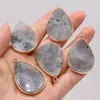 Pendant Necklaces Water Drop Shape Natural Stone Pink Aventurine Amazonite For Jewelry Making DIY Necklace Women Gift 26x40mm