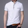 Men's Polos Fashion Brand Polo Shirt Summer Mandarin Collar Slim Fit Solid Color Button Breathable T-shirt Casual Men Clothing