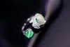 Fedi nuziali Crystal From Anello austriaco per gioielli moda donna Testa di leopardo leggermente intarsiata con verde lime 230713
