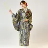 Ethnische Kleidung Damen Kimono Sakura Anime Kostüm Japanischer traditioneller Blumendruck Obi Yukata Original Tradition Seide Geis271K