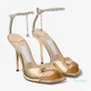 Damska sukienka buty design sandałowe buty buty sandałowe 100 mm kryształowy pasek biały złoto cząsteczki glitter sandały kwadratowe palce z pudełkiem