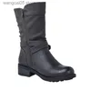 Stiefel Schuhe Damen Lederstiefel Retro Gürtelschnalle Mittlere Wadenstiefel Runde Kappe 2022 Wasserdicht Freizeitstiefel Damen Botas De Mujer T230713