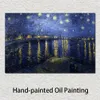 Handgjorda konstverk dukmålningar av Vincent Van Gogh Starry Night Over Rhone Modern Art Kitchen Room Decor