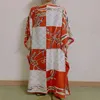 Etniska kläder fashionabla kuwait -stil Silk Kaftan klänning Boho färgglada mönster Dashiki African Women's304n