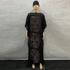 Robes africaines pour femmes noir Dashiki diamant vêtements africains coton mousseline de soie Sexy Slim Robe soirée longue Robe 1026 #280v