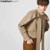 Men's Casual Shirts Fashionable men's irregular shirt standing collar long sleeved solid color Camissa loose ruffled street clothing 2023 men's S-5XL Z230713