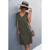 Abiti casual Sexy Summer Tank-Womens Dress Fashion Lunghezza al ginocchio allentata senza maniche