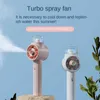 Electric Fans Turbine Spray Mini Fan USB Rechargeable Cartoon Student Outdoor Portable Fan Handheld Water Replenishing Spray Fan