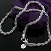 Twist Halat Chain Sterling Gümüş Kaplama Kolye 2mm Kadın Erkek Kolye İnç Takı Diy aksesuarları damgası