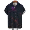 Fritidsskjortor för män Hawaiiskjorta 3d Patchwork tryckt med glödande kläder Lös överdimensionerad kortärmad strandfesttopp