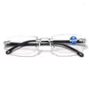 Sunglasses 2023 Diamonds Cutting Rimless Reading Glasses Men TR90 Normal Lense Women Anti-blue Light Ultra-light Magnification Eyewear