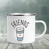 Muggar bästa vän värmbara emalj koppar camping kreativt kaffe te vatten muggar frukost mjölk kopp handtag drinkware gåva till vänner barn r230713