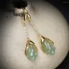 Boucles d'oreilles pendantes naturel Hetian bleu jade fleur de magnolia S925 en argent Sterling breloques mode bijoux fins luxe femmes cadeaux de vacances