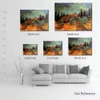 Canvas Art Handgeschilderde olieverfschilderijen van Vincent van Gogh Houten Schuren 1889 Tuin Landschap Kunstwerk voor Restaurant Decor