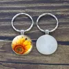 Party Favor 1pc Natural Sunflower Pendant Halsband Fashion Heronsbill Glass Cabochon Gem Keychain Gift Favors for Friend Guest