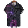 Fritidsskjortor för män Hawaiiskjorta 3d Patchwork tryckt med glödande kläder Lös överdimensionerad kortärmad strandfesttopp