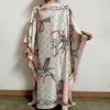 Etniska kläder fashionabla kuwait -stil Silk Kaftan klänning Boho färgglada mönster Dashiki African Women's304n