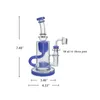 Waxmaid 7.48inch Klein Recycler transparent purple water pipe oil rig hookah Glass Dab Rig glass bong US warehouse retail order free shipping