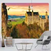 Tapisseries Château de forêt grande taille décoration de la maison art tapisserie hippie bohème tenture murale feuilles chambre décoration murale tapis de yoga