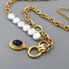 AENSOA Vintage lungo blu ciondolo di cristallo girocollo personalità lusso grande collana di perle strass per le donne gioielli collo femminile L230704