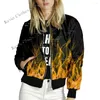 Vestes pour femmes Flamme Imprimé Bomber Amami Manteau 2023 Printemps Corée Y2k Streetwear Vêtements Coréen Dongdaemun Bombers Hiver Froid