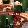 Sacchetti di stoccaggio Tappi per bottiglie di vino Tappi in sughero a forma di T per tappo Riutilizzabili in legno e gomma (12 pezzi)