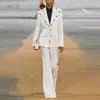 Tasarımcı Blazer Kadınlar İki PCS Pantolon İş Ofisi Lady Blazer Suits Leopard Floral Patern Baskı Düz ​​Renkler İki Renk Kontrast Üstleri Slim C001
