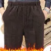 Мужские штаны 2023 Мужские Зимние флис теплый вельвет толстый эластичный талия