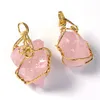 Pendentif Colliers 100 Unique 1 Pcs Or Rose Couleur Forme Irrégulière Quartz Rose Naturel Élégant Femmes Bijoux 230712