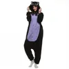 Japão Anime Cosplay Pijama Animal Midnight Cat Kitty Night Black Cat Kitten Kigu Cosplay Costume Unisex Adulto Onesie Sleepwear Ca249U