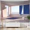 Arazzi Seaside Window Like Landscape Painting Tapestry Wall Hanging Psychedelic Mysterious Bohemian Living Room Home Decor Background R230713