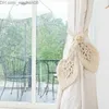 Curtain Poles 2 pieces Bohemian woven leaf curtain Tie clip rope curtain tie bracket home decoration manual curtain buckle rope Z230714