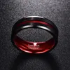 Bröllopsringar Nuncad säljer mäns 8mm svart och röd volfram karbidringmatt finish avfasade kanter storlek 7 till 16 AAA kvalitetsmycken 230713