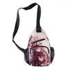 Marsupi Hip Hop Genshin Impact ZhongLi Ragazzi/Ragazze Petto 3D Oxford Impermeabile Viaggio all'aperto Crossbody Spalla per adolescenti