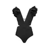 Maillots de bain pour femmes une pièce Swinsuit femmes maillot de bain 2023 maillot de bain Tong épaule parure Bikini imprimer Polyester Vintage costume pour