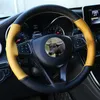 Steering Wheel Covers Universal Cowhide Car Cover Anti-slip 38cm Genuine Leather Steering-wheel Braid DIY Stitch On Wrap Hand Sewing