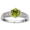 Cluster Rings Women 925 Silver Peridot Ring Green Natural Gemstone 6mm Crystal Classic Wedding Jewelry August Lucky Birthstone R034GPN