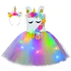 Robes de fille princesse filles brillant TUTU robe enfants dessin animé avec LED robes rougeoyantes ailes bandeau costume de scène pour fille fêteHKD230712