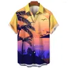 Mannen Casual Shirts Hawaiian Mannen S Korte Mouw Kokospalm 3D Printi Patroon Dagelijks Straat Oversized Tops Mannelijke T-shirts Kleding 2023