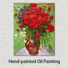 Hochwertiges, handgefertigtes Ölgemälde von Vincent Van Gogh, rote Mohnblumen und Gänseblümchen, Kunstlandschaft, Leinwandkunst, wunderschöne Wanddekoration