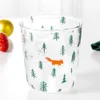 Tasses Noël Lait Verre Pin Forêt Motif Transparent Petit Déjeuner Tasse Résistance À La Température Tasse À Café Cadeau Exquis pour Amis R230713